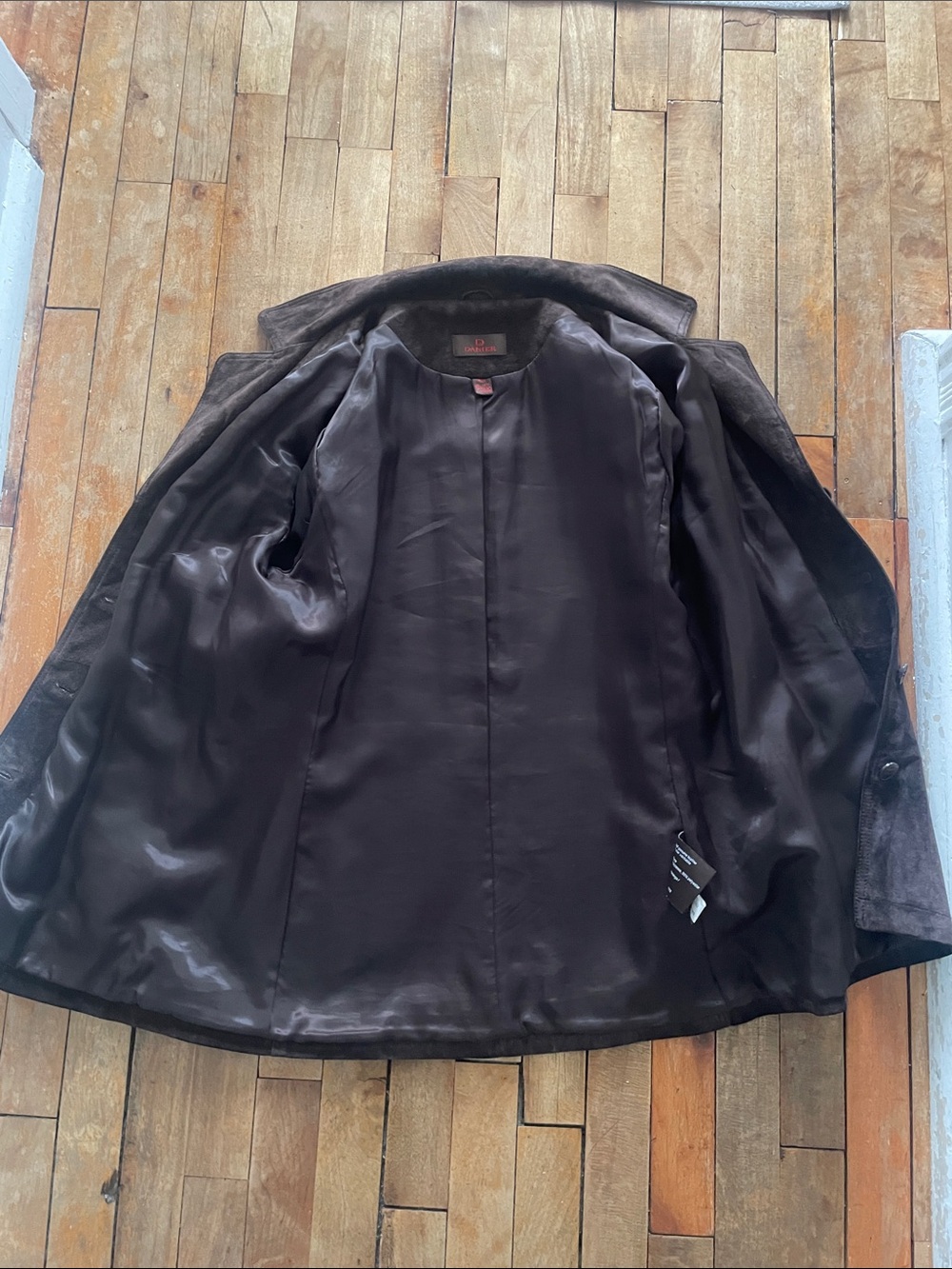 Vintage 90s Chocolate brown suede leather jacket- S/M - Picture 7 of 13